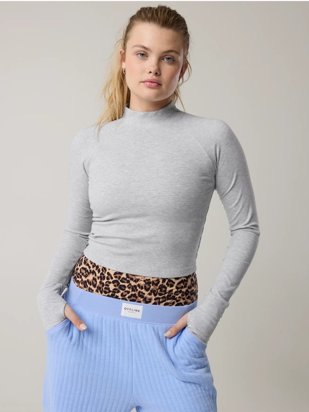OFFLINE By Aerie Thumbs Up Heavyweight Mock Neck T-Shirt